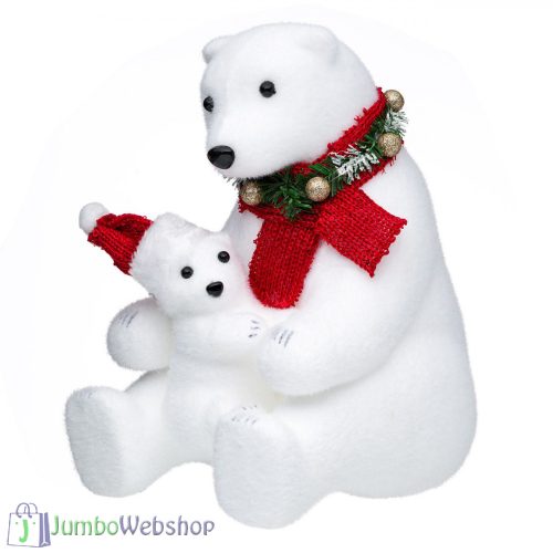 Karácsonyi dekoratív figura - anya és baba jegesmedve 39 cm