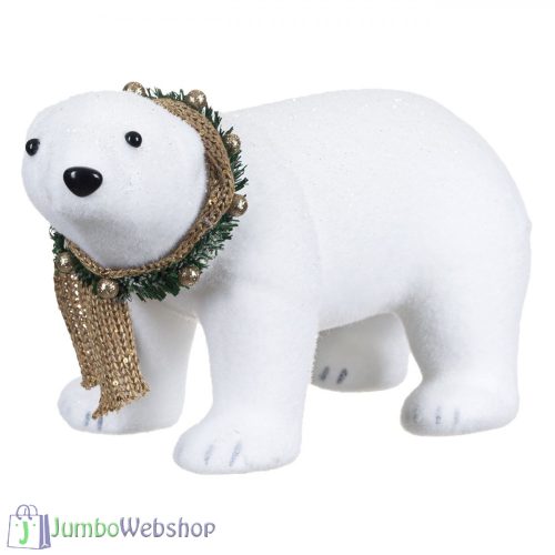 Karácsonyi dekoratív figura -nagy jegesmedve kötött sállal 40 cm