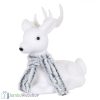 Karácsonyi dekoratív figura - pihenő fehér rénszarvas 21cm