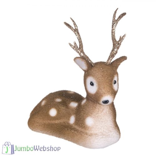 Karácsonyi dekoratív figura - pihenő rénszarvas 21 cm