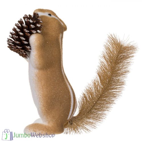 Karácsonyi dekoratív figura - mókus tobozzal 30 cm