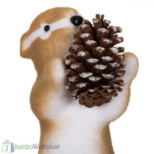 Karácsonyi dekoratív figura - mókus tobozzal 30 cm