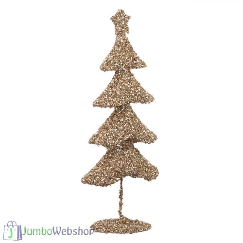 Dekoratív fém pezsgő színben csillogó karácsonyfa