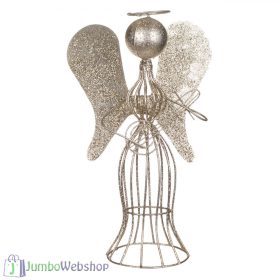 Fém angyalka - csillogó pezsgő színben 30 cm