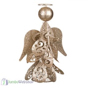 Fém angyalka - csillogó pezsgő színben 21 cm