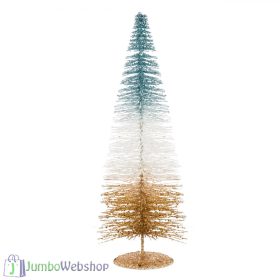 Fém fenyőfa ezüst, fehér, arany színekkel 40 cm