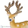 Karácsonyi dekoratív figura - bézs bársony rénszarvas 22 cm