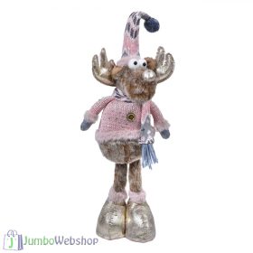 Karácsonyi plüss dekoráció - rózsaszín szarvas 54 cm