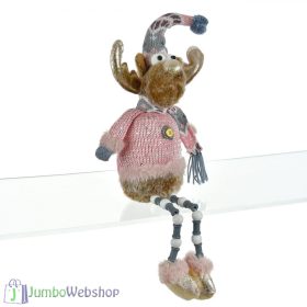   Karácsonyi plüss dekoráció - rózsaszín ülő szarvas 55 cm