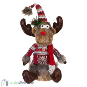 Karácsonyi plüss dekoráció - ülő rénszarvas 39 cm