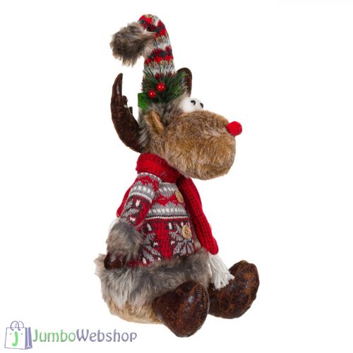 Karácsonyi plüss dekoráció - ülő rénszarvas 39 cm