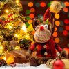 Karácsonyi plüss dekoráció - ülő rénszarvas- piros 39 cm