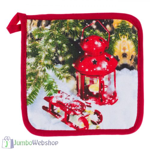 Karácsonyi edényfogó kesztyű - piros lámpás