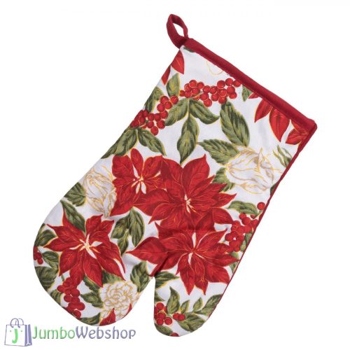 Karácsonyi edényfogó kesztyű - mikulásvirág