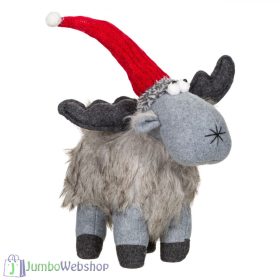 Karácsonyi plüss dekoráció - szürke szarvas 41 cm