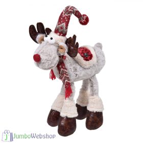   Karácsonyi plüss dekoráció - szürke bundás szarvas 55 cm