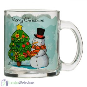 Karácsonyi bögre - üveg, hóemberrel - 315 ml