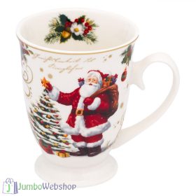   Karácsonyi bögre - talpas, karácsonyfa és mikulás - 325 ml