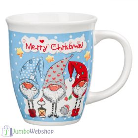 Karácsonyi bögre - kék, manós - 390 ml