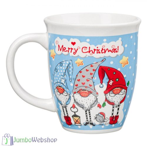 Karácsonyi bögre - kék, manós - 390 ml