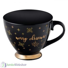 Karácsonyi bögre - fekete, arany felirattal - 385 ml