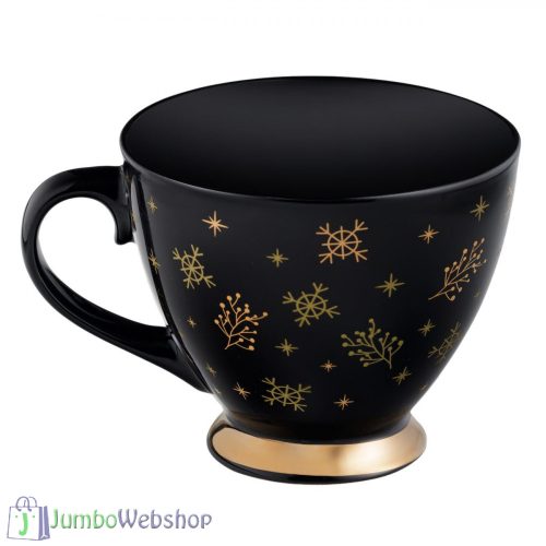 Karácsonyi bögre - fekete, arany felirattal - 385 ml