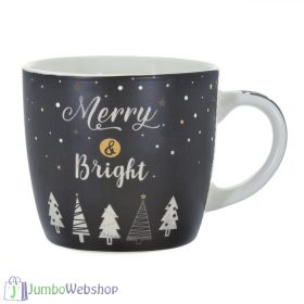 Karácsonyi bögre - fekete, Merry Christmas 9 cm