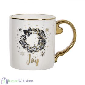 Karácsonyi bögre - fehér-arany ,,Joy” - 355ml