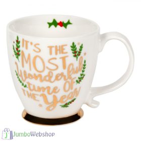 Karácsonyi bögre - fekete, arany felirattal - 415 ml