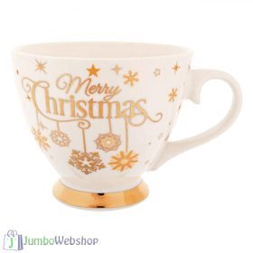 Karácsonyi bögre - fehér, arany felirattal - 385 ml