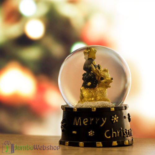 Karácsonyi hógömb - arany rénszarvas - 6 cm