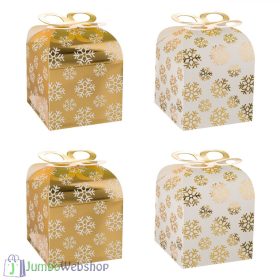 Karácsonyi sütis díszdoboz - fehér-arany 4db