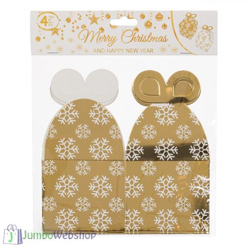 Karácsonyi sütis díszdoboz - fehér-arany 4db