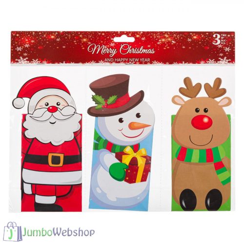 Karácsonyi dísz papírzsacsi - figurákkal - 3 db
