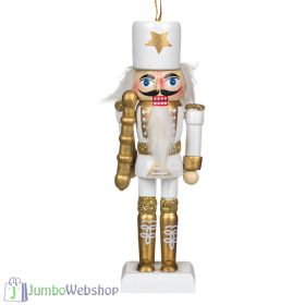 Felakasztható diótörő fehér ruhában - 13 cm