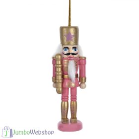 Felakasztható diótörő rózsaszín ruhában - 13 cm