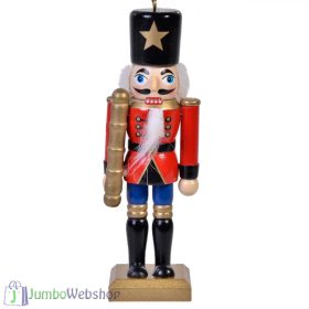 Felakasztható diótörő piros ruhában - 13 cm