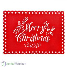   Karácsonyi tányér alátét - piros, Merry Christmas felirattal