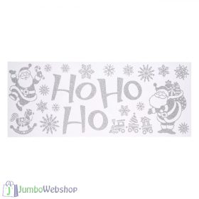 Karácsonyi ablakmatrica - ezüst HoHoHO - 20x60cm