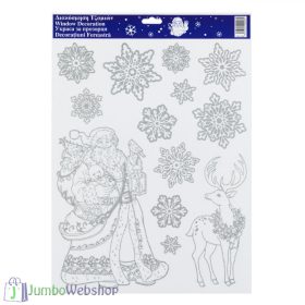 Karácsonyi ablakmatrica - ezüst Mikulás - 30x42cm