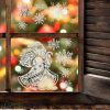 Karácsonyi ablakmatrica - fehér, Mikulásos - 30x42cm