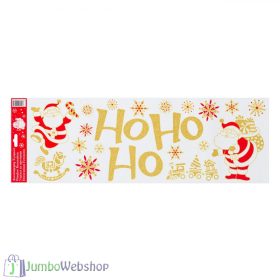 Karácsonyi ablakmatrica - piros-arany HoHoHo 20x60cm