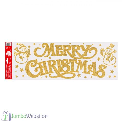 Karácsonyi ablakmatrica - arany Merry Christmas - 60x20 cm
