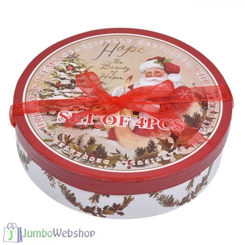 Karácsonyi, díszdobozos porcelántányér készlet -4db-19cm - Télapó