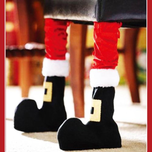 Karácsonyi széhuzat lábra, mikuláscsizma