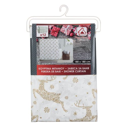 Karácsonyi zuhanyfüggöny - Rénszarvasok 180x180 cm