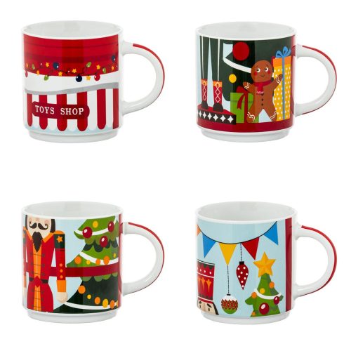 Egymásra tehető diótörő bögre szett 4db -350ml