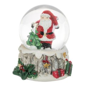Karácsonyi hógömb mikulással és karácsonyfával - 6 cm