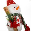 Karácsonyi Dekoratív Figura Hóember Fehér Színben, Teleszkópos Lábakkal és Sílécekkel 100–140cm