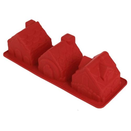Szilikon Sütőforma 3 Mézeskalács Házikó Mintával 24x6x8,5cm